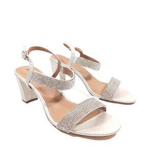 Style & Co Mulan Bonitaa Sandals Womens 8.5 Silver Rhinestone Dress Heels New